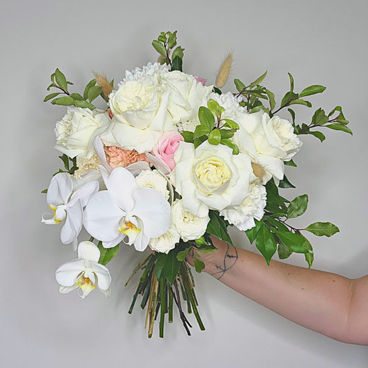 Garden Style Bridal Bouquet with Orchids